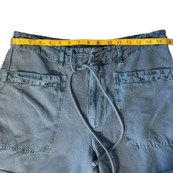 Sundance Sea Level Blue Casual Drawstring Shorts Size M Cotton-Linen Blend - Picture 4 of 8